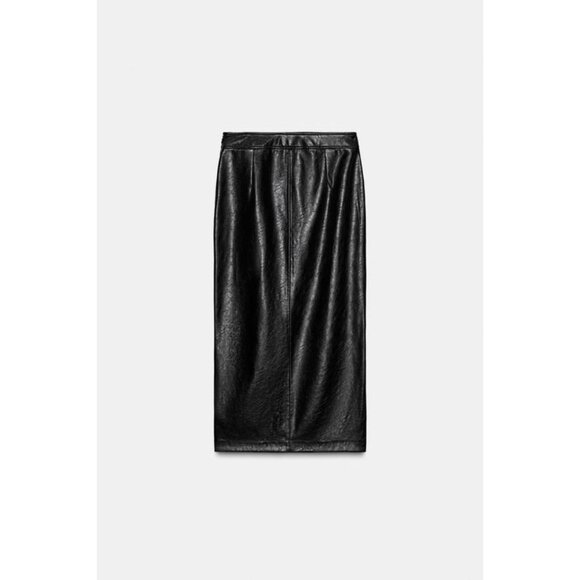 ZARA FAUX LEATHER MIDI SKIRT - Picture 9 of 10